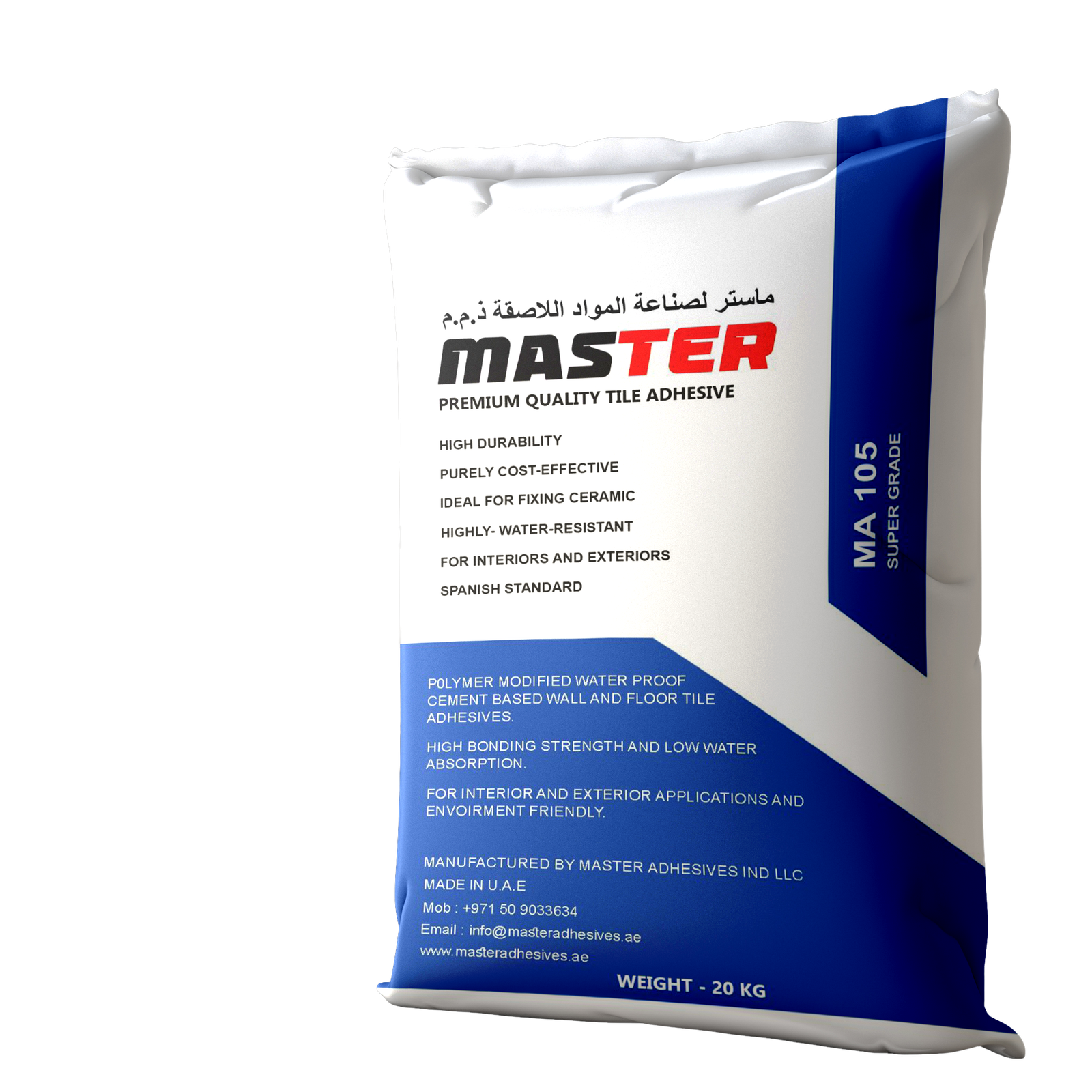 Waterproof cementitious tile adhesive for wet areas